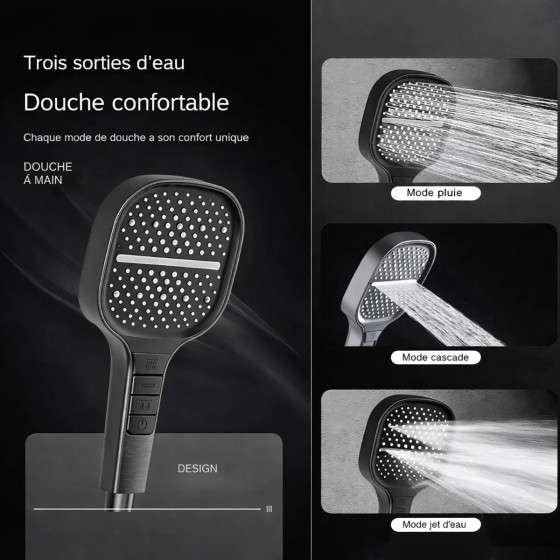 Colonne de douche LED thermostatique Zeus – Cascade, pluie & affichage