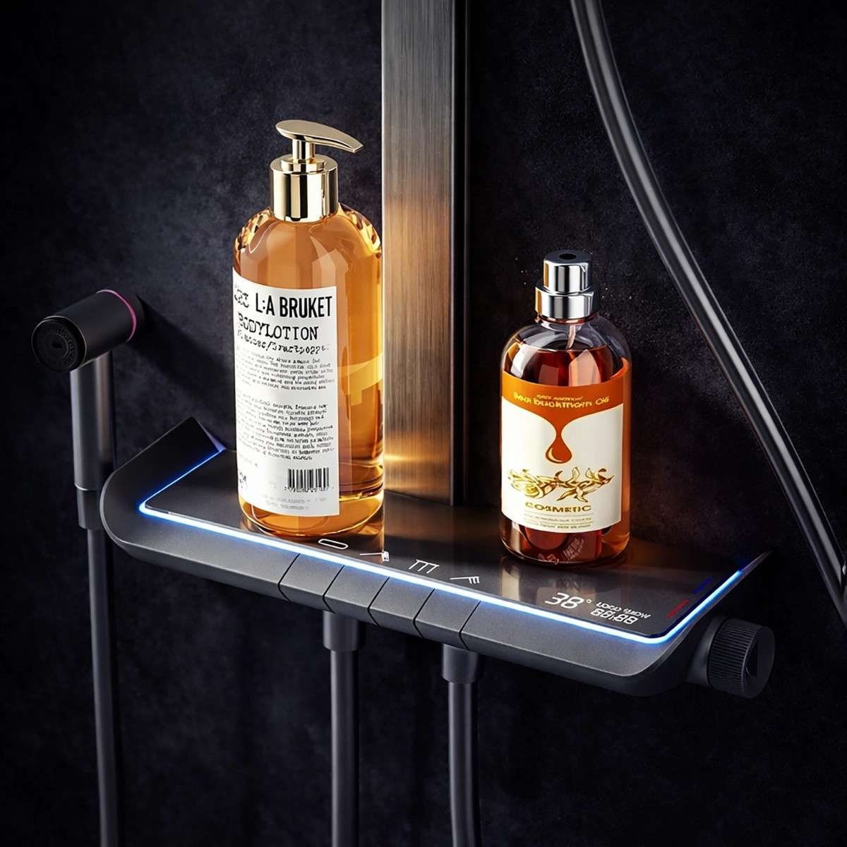 Colonne de douche LED noire Brako – Thermostatique, affichage digital