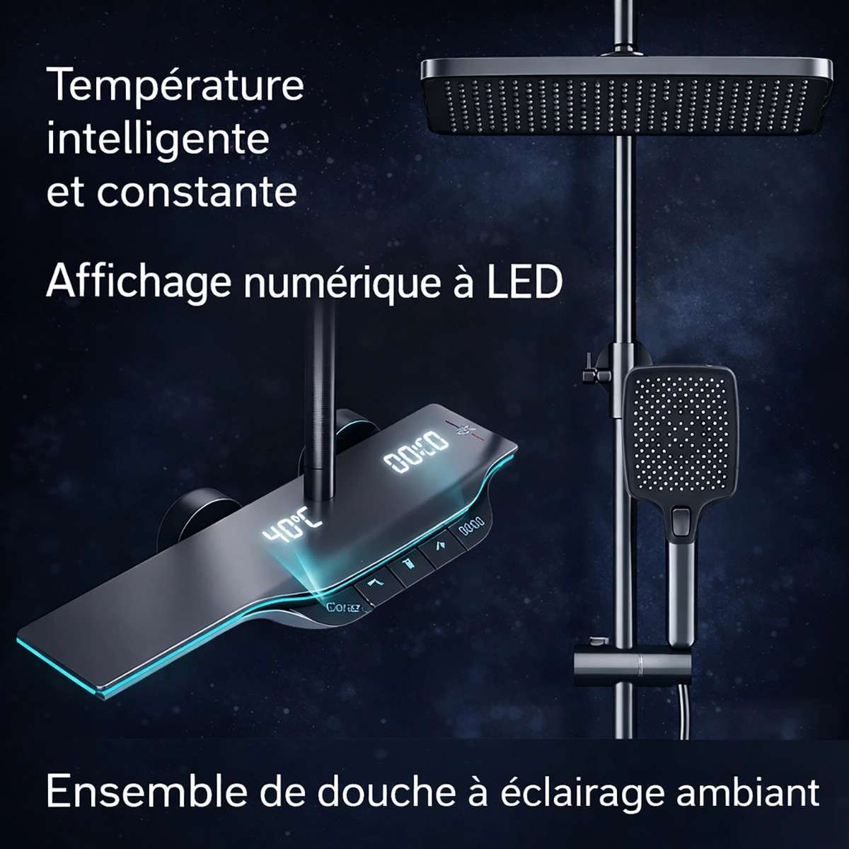 Colonne de douche LED thermostatique Victoria – Cascade