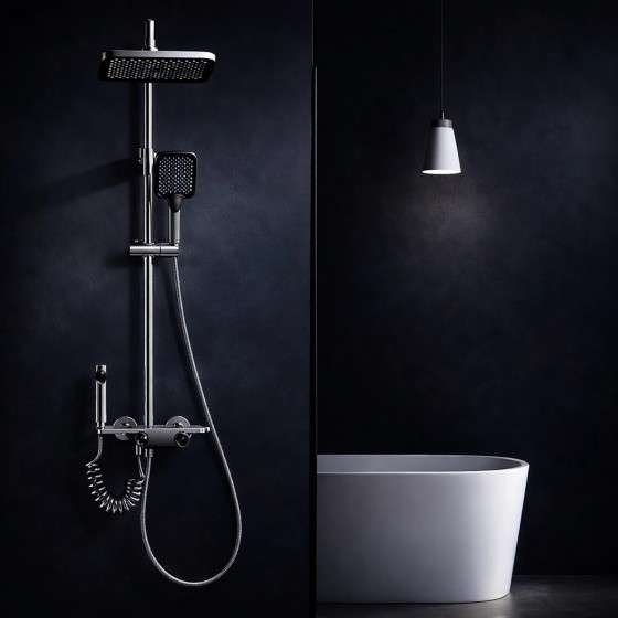 Colonne de douche LED thermostatique digitale Florentia – 4 fonctions