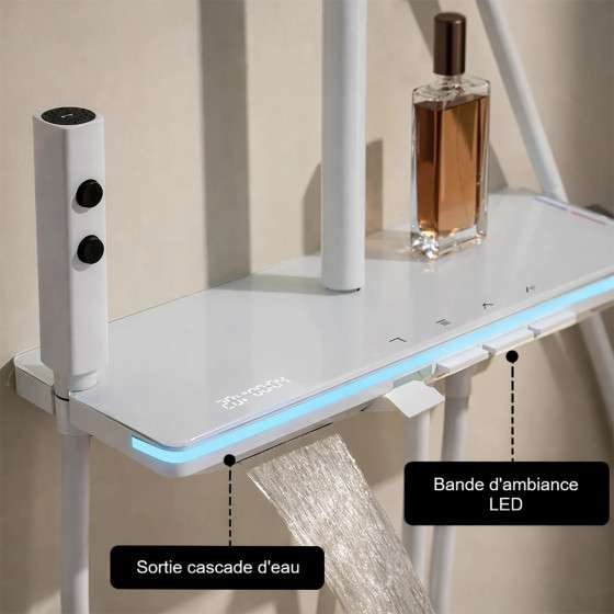 Colonne de douche LED thermostatique Vérone – 4 fonctions,