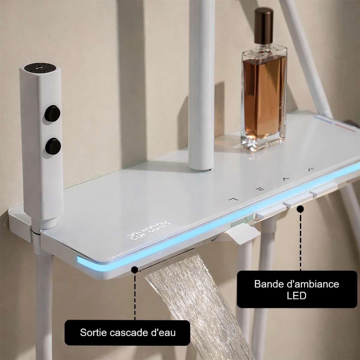 Colonne de douche LED thermostatique Vérone – 4 fonctions,