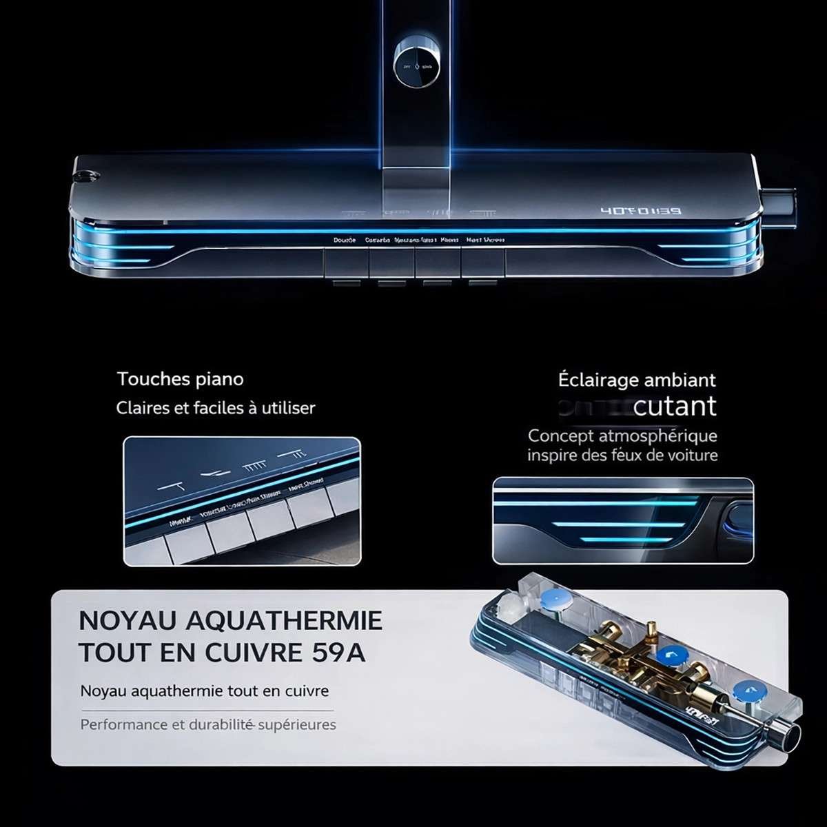 Colonne de douche digitale Rolexia – Luxe, massage & technologie