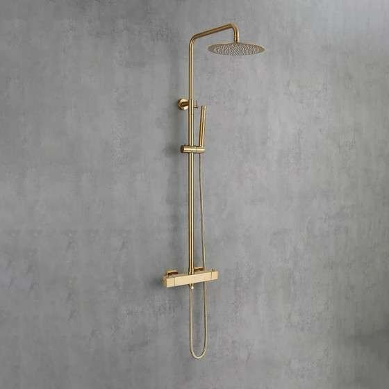 Colonne de douche Wanna dorée – Inox, hauteur réglable