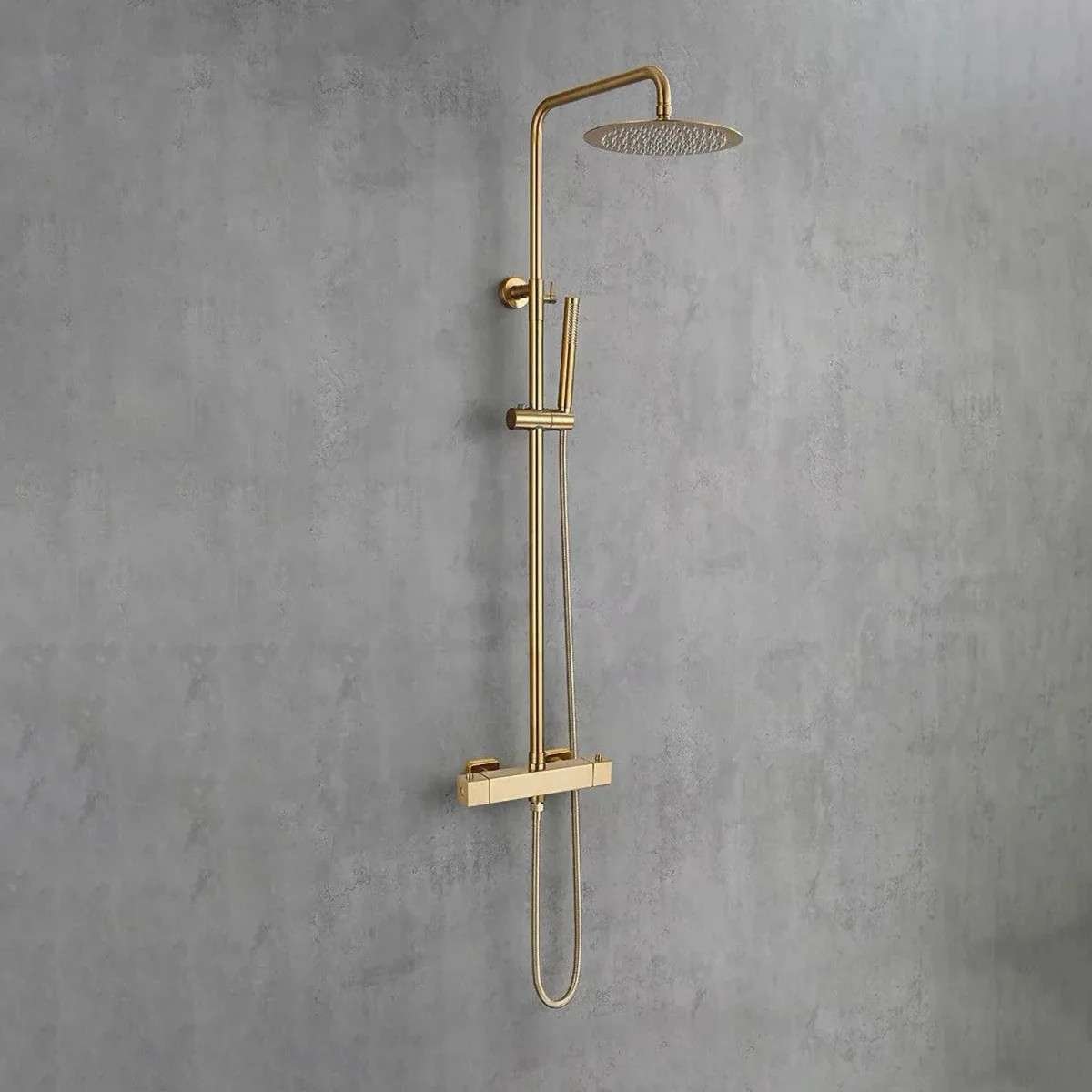 Colonne de douche Wanna dorée – Inox, hauteur réglable