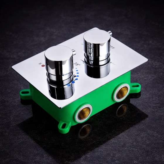 Colonne de douche thermostatique LED Glasgow nickel brossé