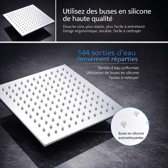 Colonne de douche thermostatique LED Glasgow nickel brossé