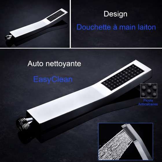 Colonne de douche thermostatique LED Glasgow nickel brossé