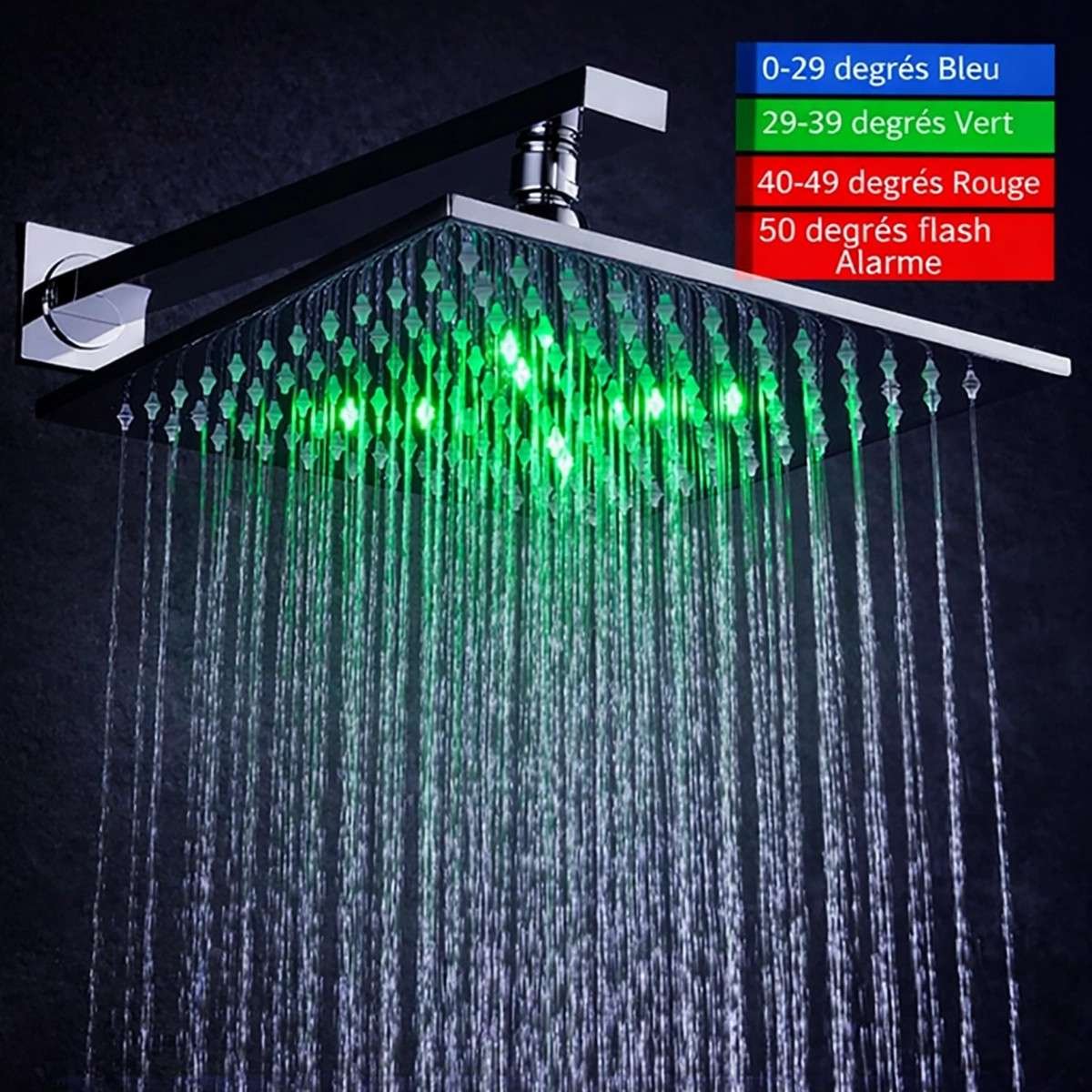 Colonne de douche thermostatique LED Glasgow nickel brossé