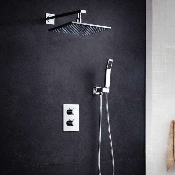 Colonne de douche thermostatique LED Glasgow nickel brossé