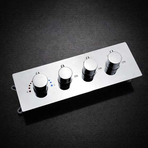 Douche encastrée thermostatique LED Rome chrome – pluie & cascade