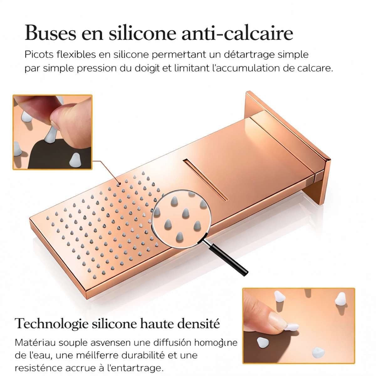 Douche encastrée thermostatique Cherbourg – LED, Bluetooth & jets