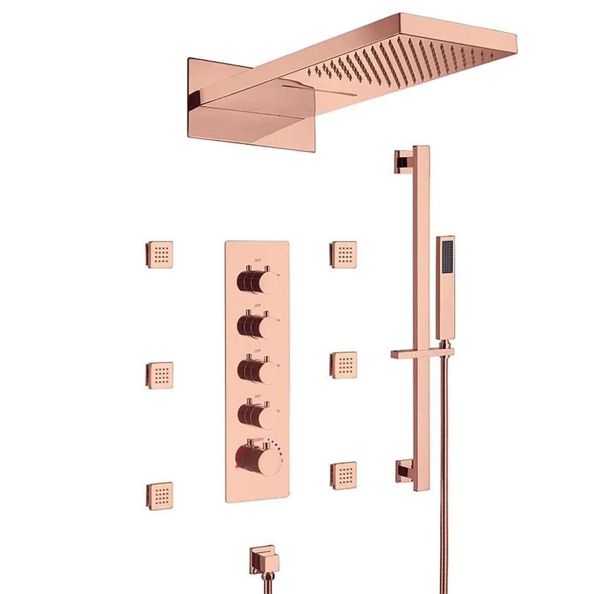 Douche encastrée thermostatique Cherbourg – LED, Bluetooth & jets