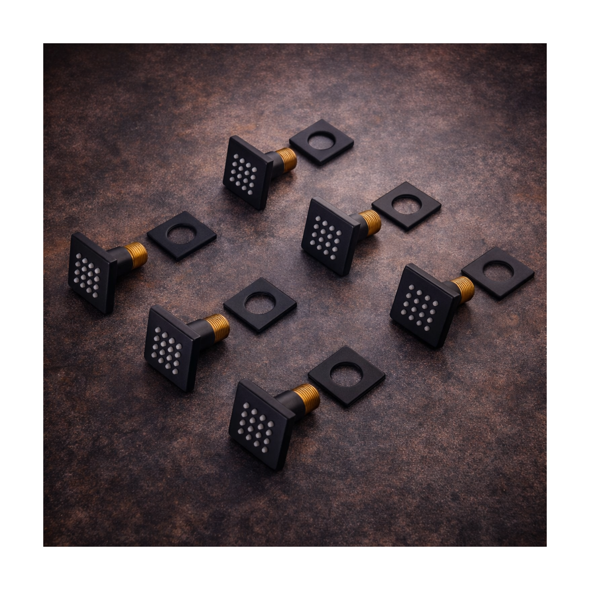 Douche encastrée thermostatique New York noire – LED, Bluetooth & jets