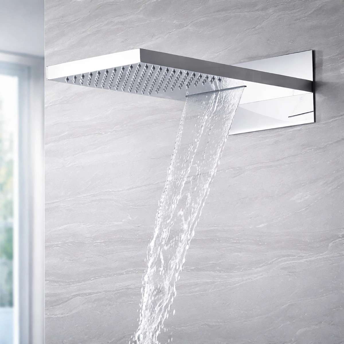 Douche encastrée thermostatique Valence chrome – LED & Bluetooth