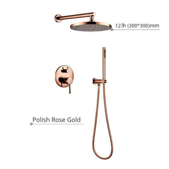 Système de douche encastré Rouen or rose – Tête Ø30 cm
