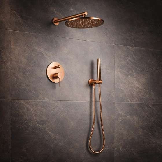 Système de douche encastré Rouen or rose – Tête Ø30 cm