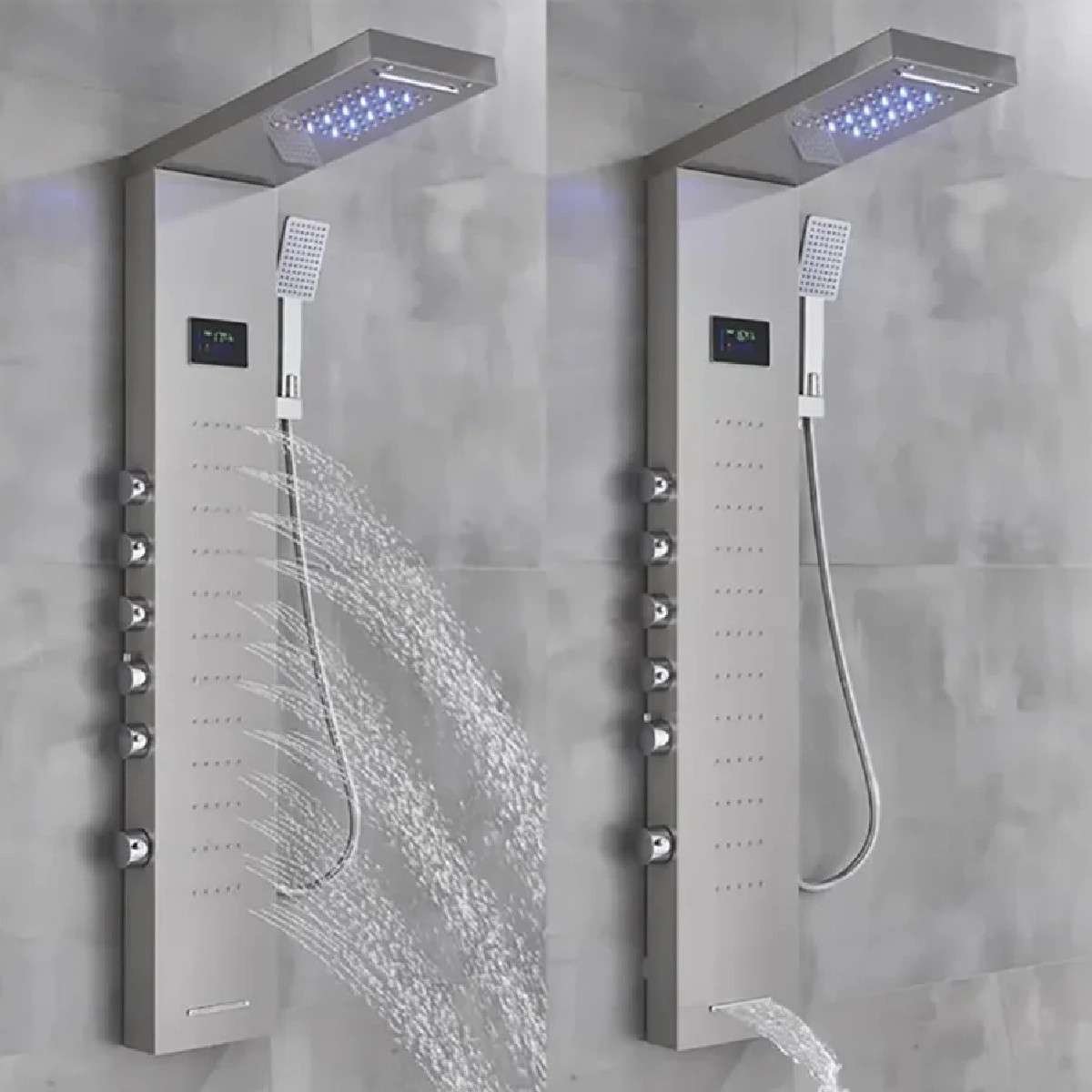 Panneau de douche hydromassant led gris, Oracle