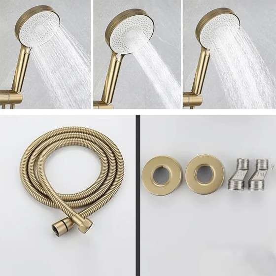 Colonne de douche Nacho dorée – 3 jets, hauteur 90 à 120 cm