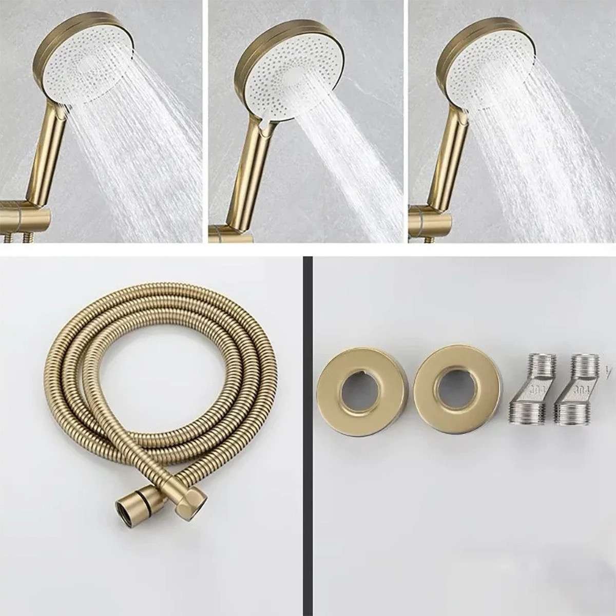 Colonne de douche Nacho dorée – 3 jets, hauteur 90 à 120 cm