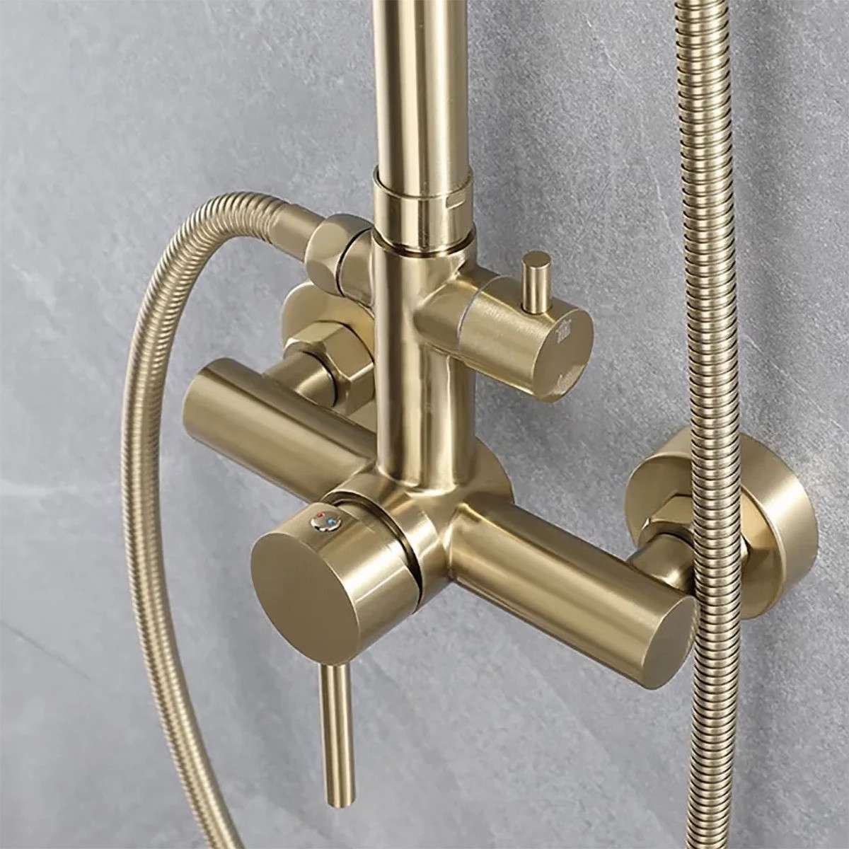 Colonne de douche Nacho dorée – 3 jets, hauteur 90 à 120 cm