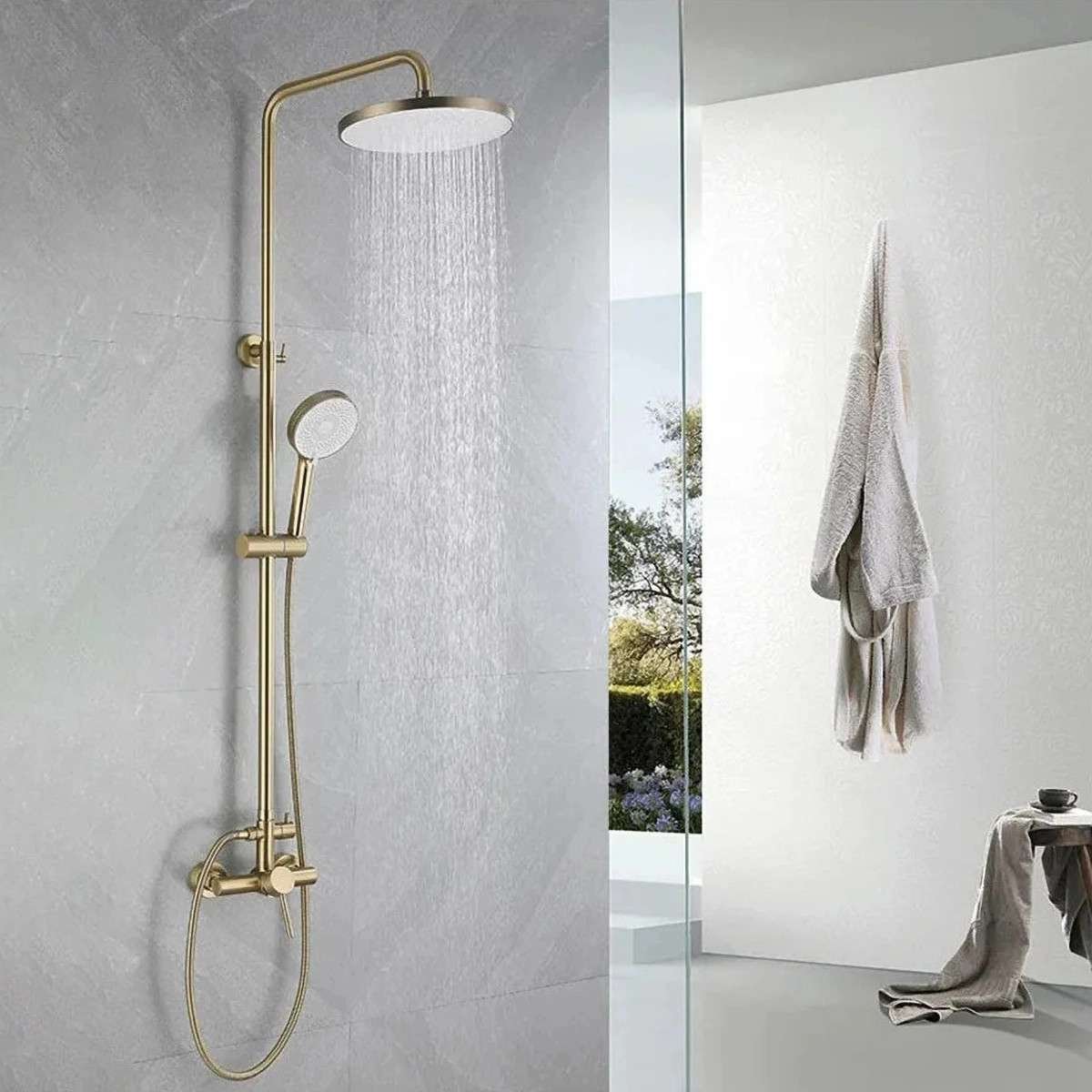 Colonne de douche Nacho dorée – 3 jets, hauteur 90 à 120 cm
