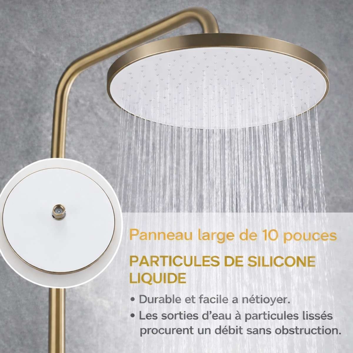 Colonne de douche Nacho dorée – 3 jets, hauteur 90 à 120 cm