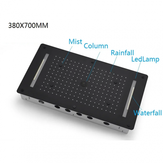 Ciel de pluie led thermostatique hydro massant noir, Lisbonne - category_name - CDP540021HM21 - shop_name