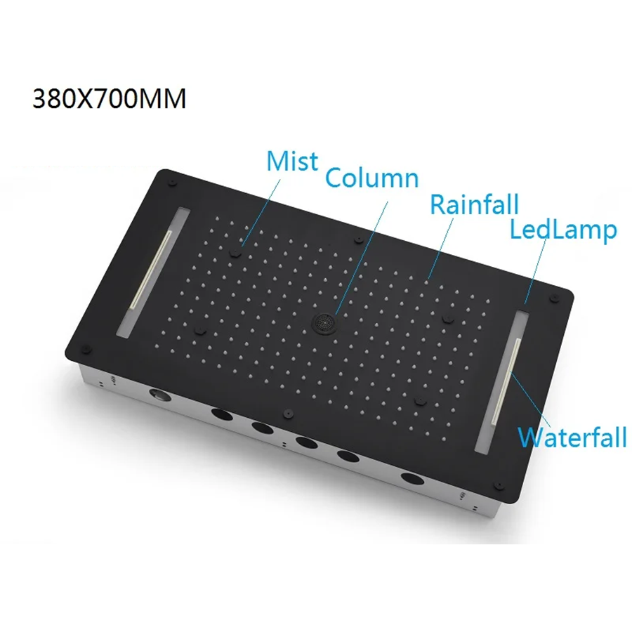 Ciel de pluie led thermostatique hydro massant noir, Lisbonne - category_name - CDP540021HM21 - shop_name