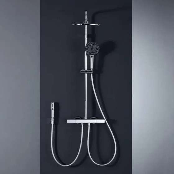 Colonne de douche chromée – Rayo, 4 fonctions, douchette 3 jets