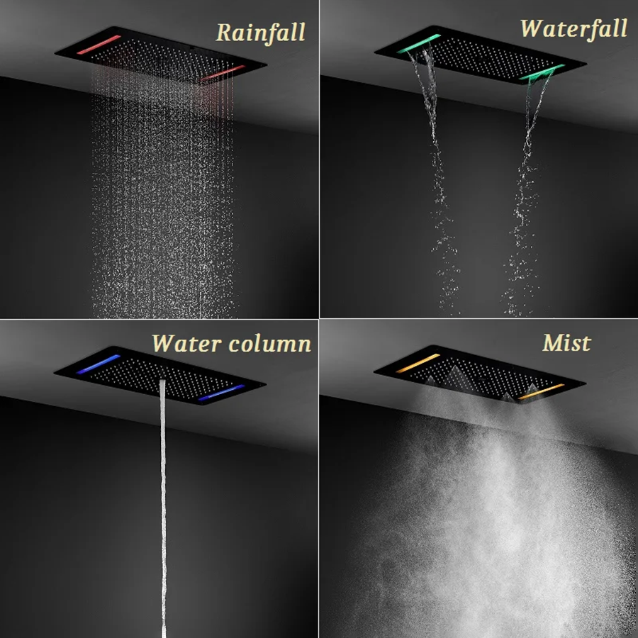 Ciel de pluie led thermostatique hydro massant noir, Lisbonne - category_name - CDP540021HM21 - shop_name