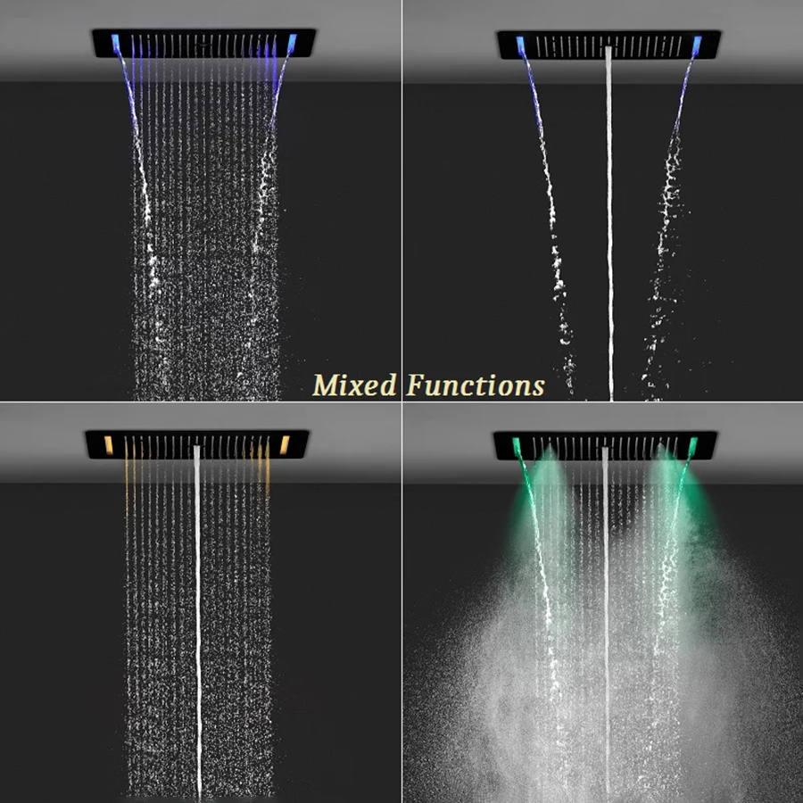 Ciel de pluie led thermostatique hydro massant noir, Lisbonne - category_name - CDP540021HM21 - shop_name