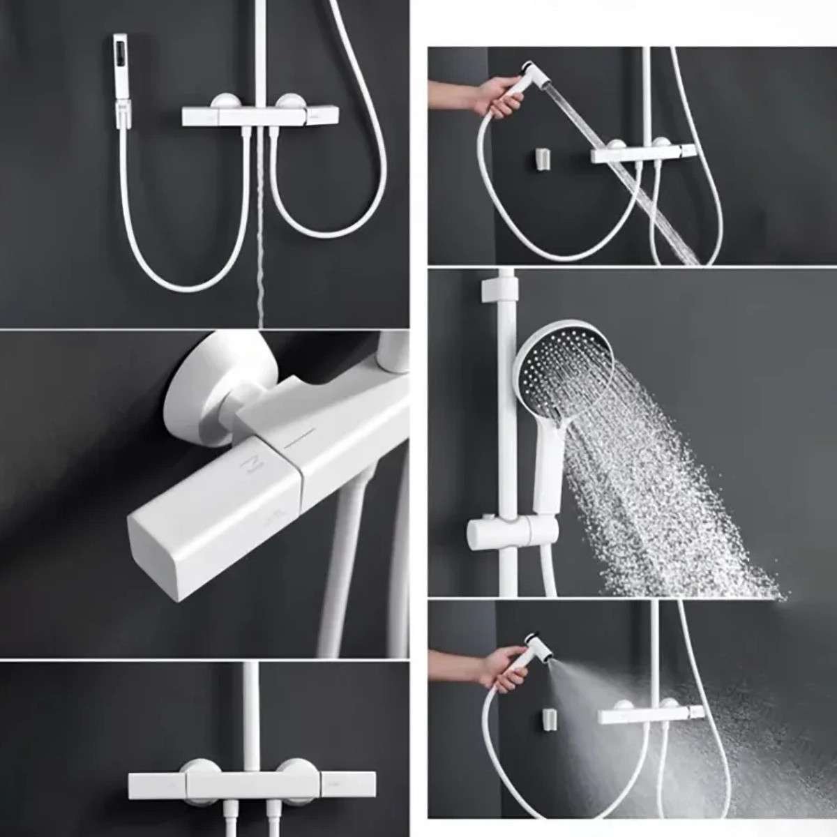 Colonne de douche murale blanche Mismo – 4 fonctions