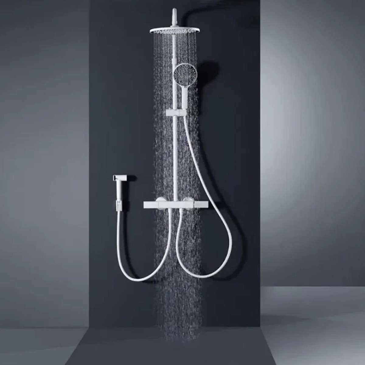 Colonne de douche murale blanche Mismo – 4 fonctions