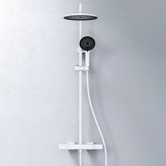 Colonne de douche murale blanche Mismo – 4 fonctions