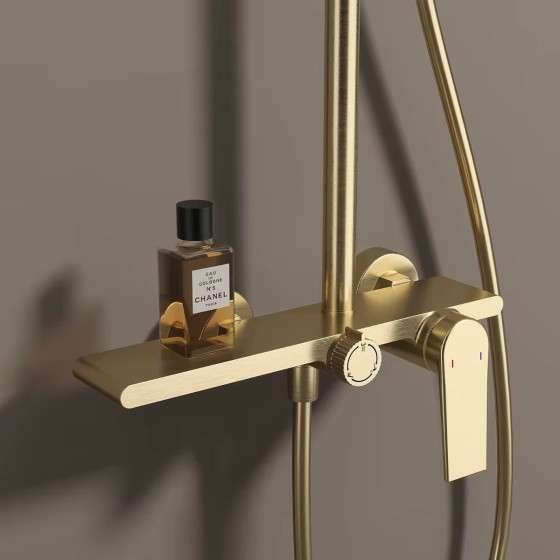 Colonne de douche Valencia dorée – Mitigeur 3 jets ajustable