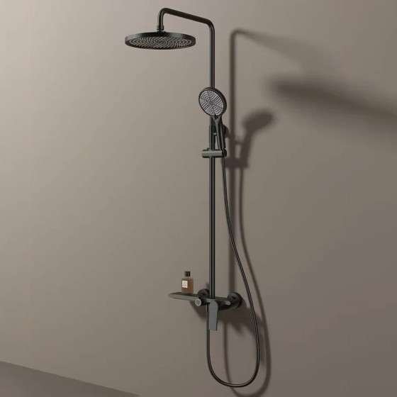 Colonne de douche Divine noire – Design 3 jets, hauteur réglable