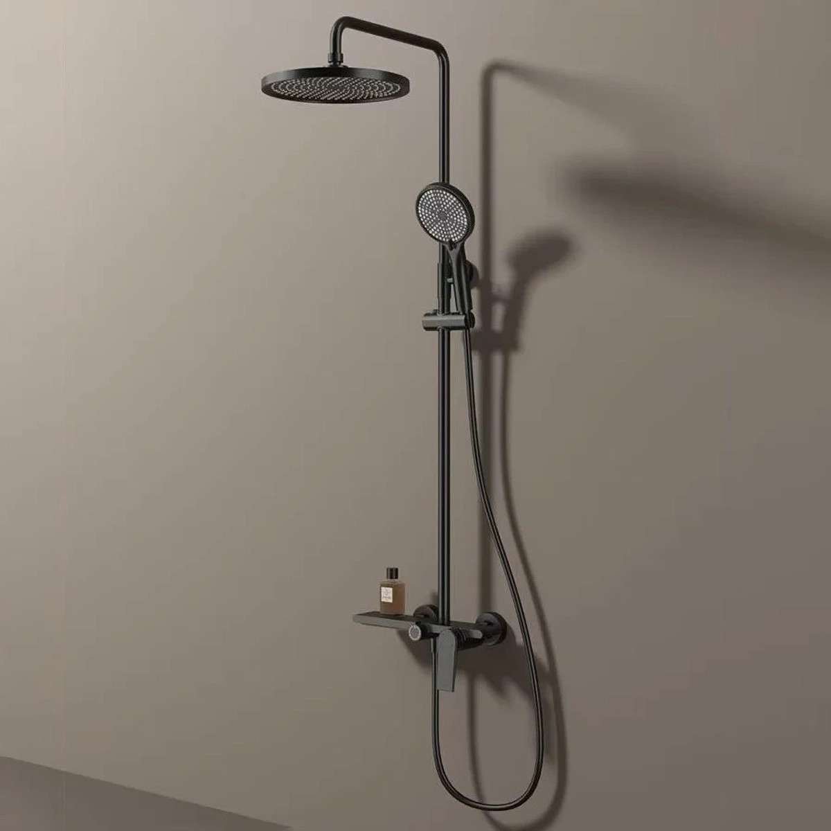 Colonne de douche Divine noire – Design 3 jets, hauteur réglable