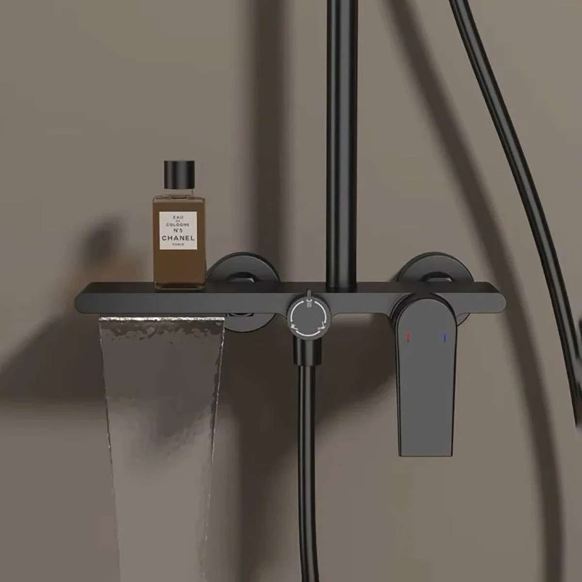 Colonne de douche Divine noire – Design 3 jets, hauteur réglable