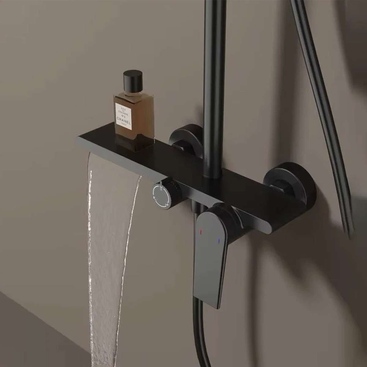 Colonne de douche Divine noire – Design 3 jets, hauteur réglable