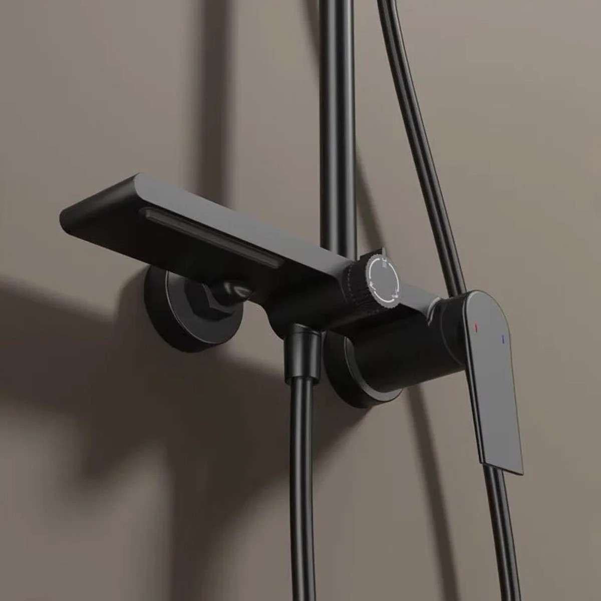 Colonne de douche Divine noire – Design 3 jets, hauteur réglable