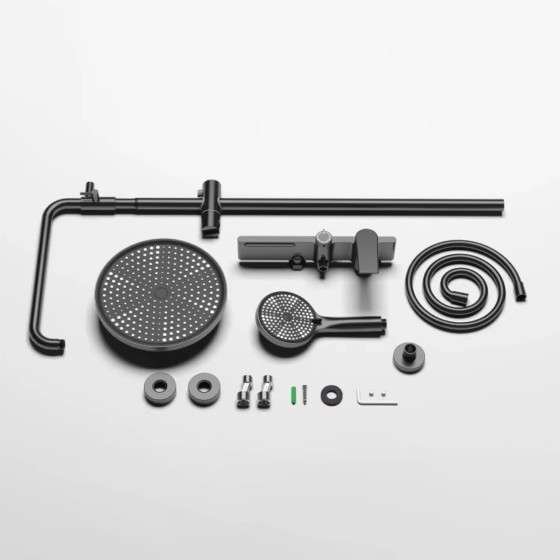 Colonne de douche Divine noire – Design 3 jets, hauteur réglable