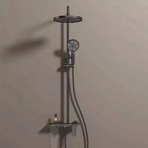 Colonne de douche Divine noire – Design 3 jets, hauteur réglable
