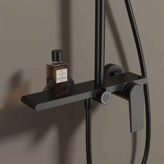 Colonne de douche Divine noire – Design 3 jets, hauteur réglable