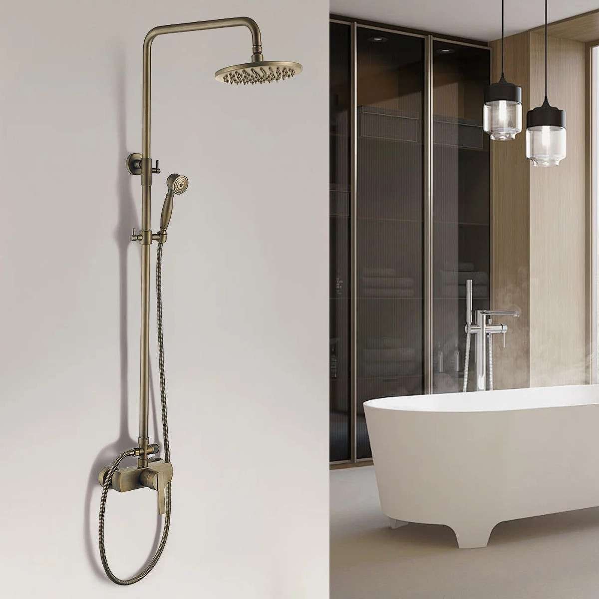 Colonne bain-douche noire thermostatique Blanca 20×30