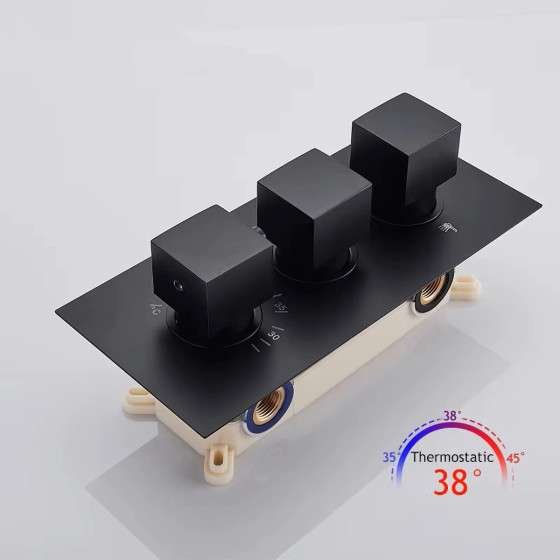 Douche encastrée thermostatique Hanoï noire – pluie & cascade