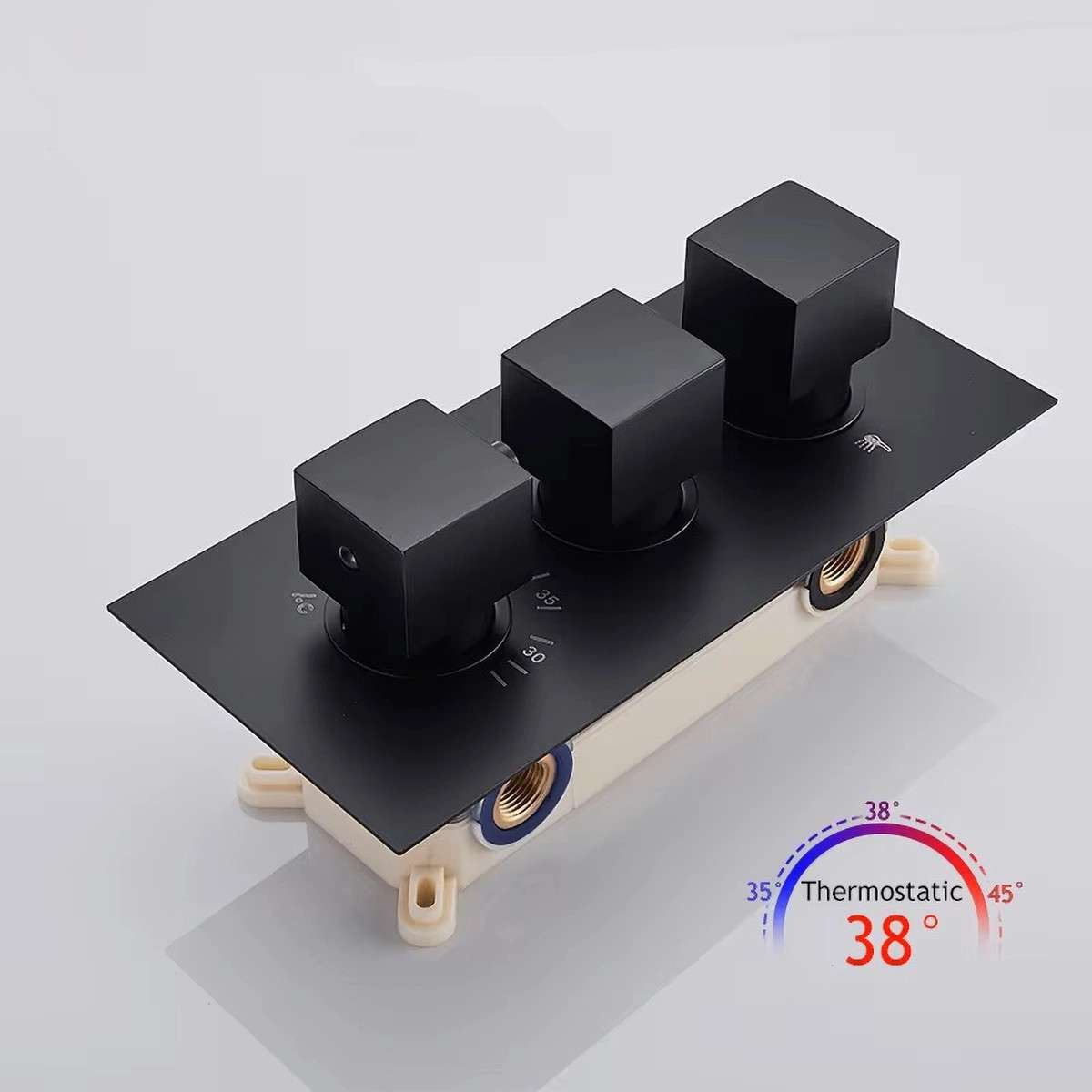 Douche encastrée thermostatique Hanoï noire – pluie & cascade