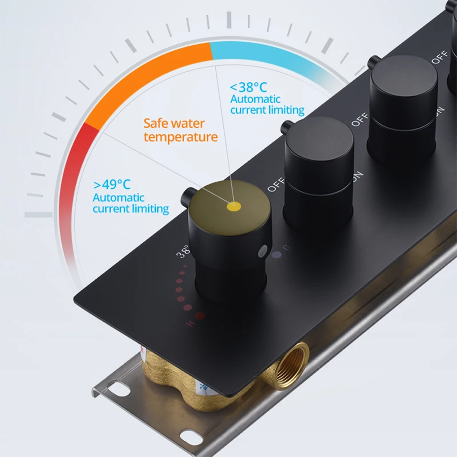 Ciel de pluie led thermostatique hydro massant noir, Lisbonne - category_name - CDP540021HM21 - shop_name