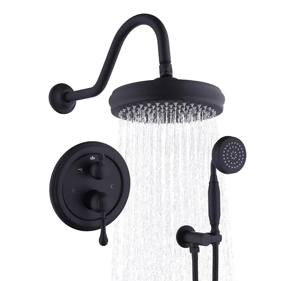 Composition mitigeur bain douche encastrée murale noire mat Ø25cm, Madrid - category_name - HDEC100212 - shop_name