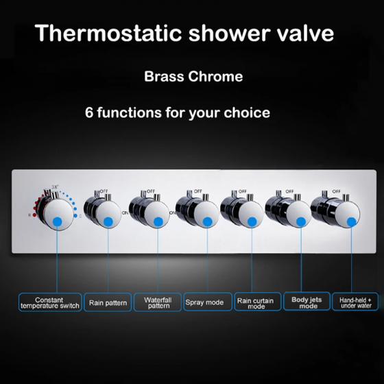 Ciel de pluie hydrommassant connecté thermostatique led chrome, Paris - category_name - CDP540021HM22 - shop_name